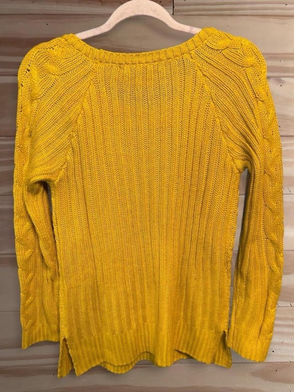 Yellow/mustard 89th & Madison cable knit sweater s M - Picture 3 of 4